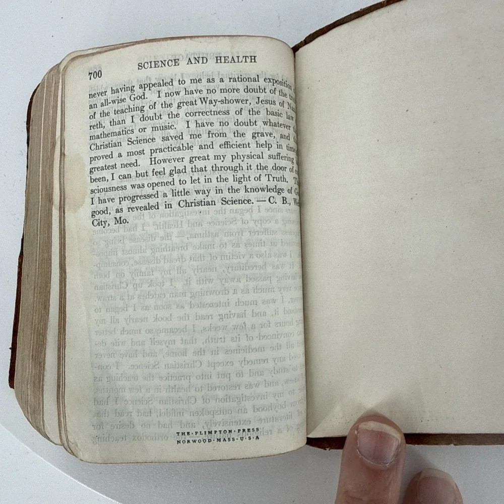 Science and Health with Key to the Scriptures Mary Baker Eddy 1917 Brown Leather